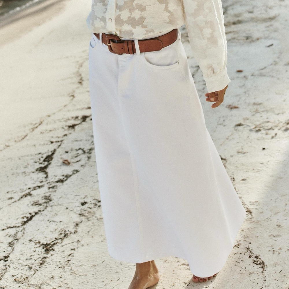 White Zara Denim Maxi Skirt